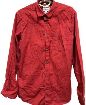 Bare Leisure Men Shirt Size S Red Blue Button Up Long Sleeve All Over Print